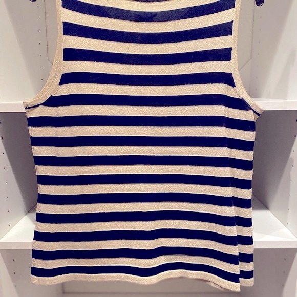 Chico’s Striped Gold/Navy Tank Top - Size 2 - Picture 2 of 3